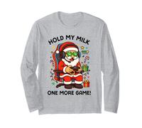 Hold My Milk Un Autre Jeu Funny Santa Gamer Christmas Manche Longue