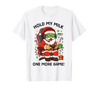 Hold My Milk Un Autre Jeu Funny Santa Gamer Christmas T-Shirt