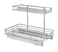 Hold N' Storage Organisateurs et rangement à 2 niveaux sous l'évier - Organiseur de placard coulissant avec tiroirs coulissants pour armoires à l'intérieur - 30.5x53.3x38.1 cm (lxPxH) - Chrome.