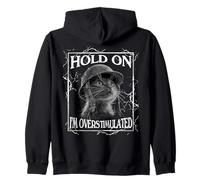 Hold on I'm Overstimulated Funny Cat Dramatic Lightning Band Sweat à Capuche