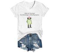 Hold On Partner I'm Growing A Little Buckaroo Shirt Chemises de grossesse amusantes, Blanc-VT-1, 3XL