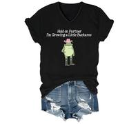Hold On Partner I'm Growing A Little Buckaroo Shirt Chemises de grossesse amusantes, Noir-VT-1, 3XL