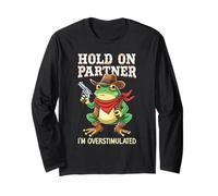 Hold On Partner I'm Overstimulated Funny Animal Cowboy Manche Longue