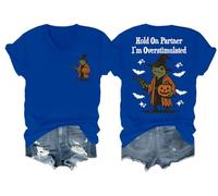 Hold On Partner I'm Overstimulated Shirt Halloween Tees Hold On I'm Overstimulated T-shirt col en V, bleu marine, XL