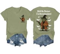 Hold On Partner I'm Overstimulated Shirt Halloween Tees Hold On I'm Overstimulated T-shirt col en V, vert olive, M