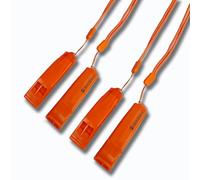 HOLDALL Lot de 4 sifflets d'urgence avec Cordon, sifflet de sécurité pour l'extérieur, Le Camping, la Survie, Le Kayak, Le Bateau et la signalisation (Orange)