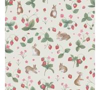 Holden 14140 Papier peint doux inspiré de la nature Motif lapins et baies Idéal pour les crèches, les salles de jeux et les nouveau-nés Crème/multicolore