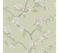Holden 14210 Papier peint sur le thème de la botanique des fleurs de cerisier oriental, parfait pour salon, salle à manger, couloir, chambre moderne et superbe sauge/bruyère