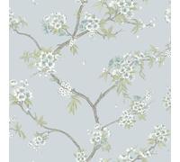 Holden 14214 Papier peint sur le thème de la botanique des fleurs de cerisier oriental parfait pour salon, salle à manger, couloir, moderne et superbe chambre Bleu