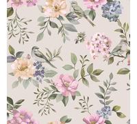 Holden Botanique 14192 Papier peint doux inspiré des oiseaux et des fleurs pour salon, murs d'apparence, chalets, beige/multicolore