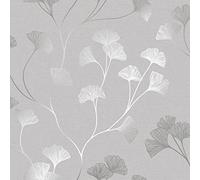 Holden Decor 12700 Glistening Gingko Grey Silver Papier peint Gris/argenté