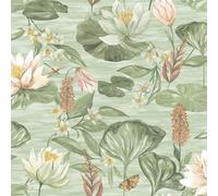 Holden Décor - Papier peint "Paradis rural", nénuphar AG3096 (10 m x 53 cm) (Vert)