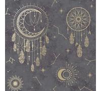 Holden Papier peint Attrape-rêves pour chambre et la salle de jeux des enfants et des tout-petits - Papier peint décoratif de luxe avec attrape-rêves, soleils, étoiles, lunes et signes astrologiques