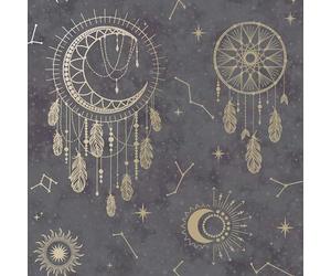 Holden Papier peint Attrape-rêves pour chambre et la salle de jeux des enfants et des tout-petits - Papier peint décoratif de luxe avec attrape-rêves, soleils, étoiles, lunes et signes astrologiques