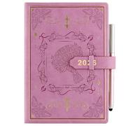 Holderzyi Agenda académique 2026 journalier et mensuel 2026 janvier au 26 décembre - Agenda journalier par page - Format A5 - Couverture élégante - Stylo et poche intérieure - Violet