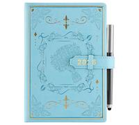 Holderzyi Agenda académique 2026 journalier et mensuel 2026 janvier au 26 décembre - Agenda journalier par page - Format A5 - Avec couverture élégante - Stylo et poche intérieure - Bleu