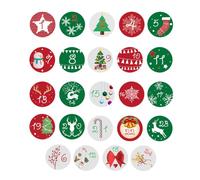 Holdes Autocollants numérotés de Noël, 1 à 24 autocollants ronds, fermeture de cartes festives pour ordinateur portable, téléphone portable, bouteille d'eau, valise, enveloppe, skateboard, accessoires