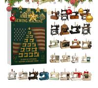 Holdes Avent de Noël 2025, décoration 2D en acrylique - Machine à coudre - Calendrier de l'Avent 24 jours - Pour les amateurs de bricolage, les courtepointes, les artistes textiles, la porte d'entrée
