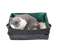 Holdes Bac À Litière De Voyage pour Chat | Bac À Litière Pliable Anti-Fuites À Entrée Basse | Ouverture Supérieure avec Plateau Pliable Léger Adapté Chaton & Placement en Coin