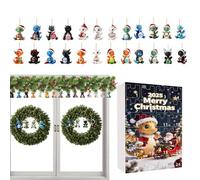 Holdes Calendrier de l'Avent 2025 - 24 jours - Jolis pendentifs en acrylique 2D - Pendentif de Noël - Pour décorations de vacances, anniversaires, bureaux, maison, chambre, porte, fenêtre, école