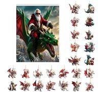 Holdes Calendrier de l'Avent dragon de Noël - Décoration animale en acrylique 2D - Calendrier de compte à rebours de 24 jours - Pour la maison et le sapin de Noël et le rétroviseur de voiture