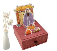 Holdes Calendrier mensuel chinois 2024 - Calendrier chinois créatif dieu de la richesse, calendrier chinois portable, calendrier de tiroir pour la maison, le bureau, l'école et le réveillon