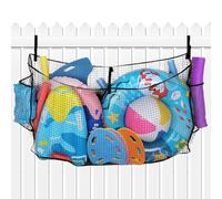 Holdes Filet de rangement pour piscine - Aide au rangement des ustensiles de natation - Grand filet pliable peu encombrant avec bande de fixation pour clôture, piscine, organisation et élimination de