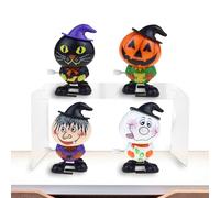 Holdes Jouet d'horloge d'Halloween - Ensemble de 4 jouets d'Halloween avec mouvements intéressants - Jouet à remonter à la main réutilisable - Petit jeu de mouvement d'Halloween charmant pour