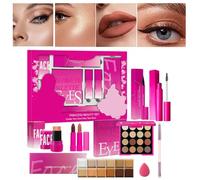 Holdes Kit de Maquillage - Imperméable Vacances Longue Tenue - Kit Complet Fard Paupières Rouge Lèvres Pour Ados,Pour Usage Quotidien Rencontres Soirées Saint-Valentin Noël