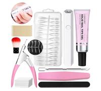 Holdes Kit d'extensions d'ongles en gel avec conseils - Kit d'extension d'ongles en gel - Transparent