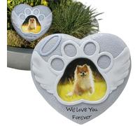 Holdes Mémorial pour la perte de chien | Pierre commémorative pour chien | Amour en forme de cœur Perte du Monument | Marqueur de deuil avec cadre photo pour animal de compagnie Pierre tombale