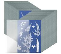 Holdes Papier à Dessin Solaire | 32 Feuilles de Papier Cyanotype avec 1 Feuille de Panneau Acrylique - Kit de Papier d'impression de Bleu Papier à Dessin Solaire d'impression de pour des