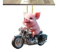 Holdes Pendentif Hog Car - Accessoires de cochon porte-bonheur - Acrylique 2D drôle - Pendentif de sapin de Noël pour et femmes pour voiture, maison