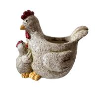 Holdes Pot de fleurs mignon en forme d'animal | Statue de poule parent-enfant Pot de fleurs Bonsaï Support de plante de dessin animé pour plantes d'intérieur et d'extérieur