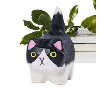 Holdes Sculpture de Chat, Statue de Chat en Bois - Statue de Chat en Bois créative - Décorations de Chat de Bureau, Sculpture de Petit Chat Faite à la Main, Figurines d'animaux pour Les Amoureux des