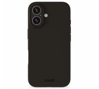 holdit Coque en silicone pour iPhone 16-0,8 mm - Ultra fine - En silicone - Avec protection complète (bord surélevé pour la protection de l'appareil photo) - Noir