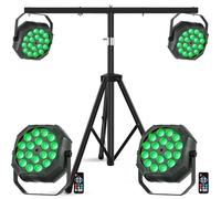 HOLDLAMP 4PCS 108W Sans Fil 18 LED 3000mAh Par LED Batterie Rechargeable avec Télécommande & Trépied Jeux de Lumière DJ