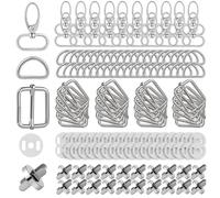 HOLDLEAF 140 Pièces Mousqueton Sac A Main Set,Crochets Pivotants Anneaux de D Boucles Rectangulaires Magnétique Couture Fermoir Anneaux Bricolage Accessoires pour Ceinture Sac à Dos Craft Bags Argent