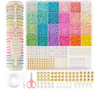 HOLDLEAF Lot de 24 perles de 3 mm de couleur pour bracelets - 12 000 macarons à enfiler - Perles en verre colorées