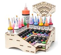 HOLDLEAF Organisateur de flacons de peinture en bois pour peintures de table et maquettisme, angle de 90° avec 55 perçages (Ø65/36/26/9mm), organisateur de couleurs compatible avec Vallejo, Army