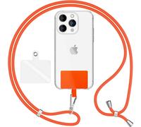 HoldMe Air Edition - Lanyard universel avec 2 pads & mousqueton (argent) - 160cm de sangle pour portable à porter autour du cou - Orange