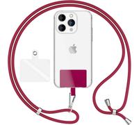 HoldMe Air Edition - Lanyard universel avec 2 pads & mousqueton (argent) - 160cm de sangle pour portable à porter autour du cou - Bordeaux