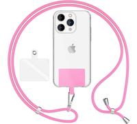 HoldMe Air Edition - Lanyard universel avec 2 pads & mousqueton (argent) - 160cm de sangle pour portable à porter autour du cou - Rose
