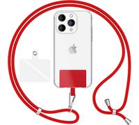HoldMe Air Edition - Lanyard universel avec 2 pads & mousqueton (argent) - 160cm de sangle pour portable à porter autour du cou - Rouge