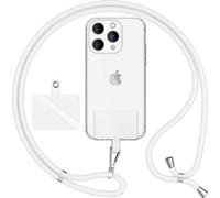 HoldMe Air Edition - Lanyard universel avec 2 pads & mousqueton (argent) - 160cm de sangle pour portable à porter autour du cou - Blanc