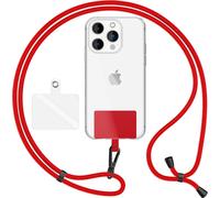 HoldMe Air Edition - Lanyard universel avec 2 pads & mousqueton (noir mat) - 160cm de sangle pour portable à porter autour du cou - Rouge