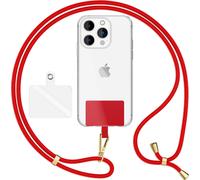 HoldMe Air Edition - Lanyard universel avec 2 pads & mousqueton (or) - 160cm de sangle pour portable à porter autour du cou - Rouge