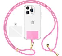 HoldMe Air Edition - Lanyard universel avec 2 pads & mousqueton (or) - 160cm de sangle pour portable à porter autour du cou - Rose