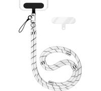 HoldMe Edition - Lanyard avec mousqueton argent & 2 pads - Chaîne universelle pour téléphone portable Lanière en nylon - Blanc