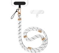 HoldMe Edition - Lanyard avec mousqueton noir & 2 pads - Chaîne universelle pour téléphone portable Bandoulière en nylon - Blanc